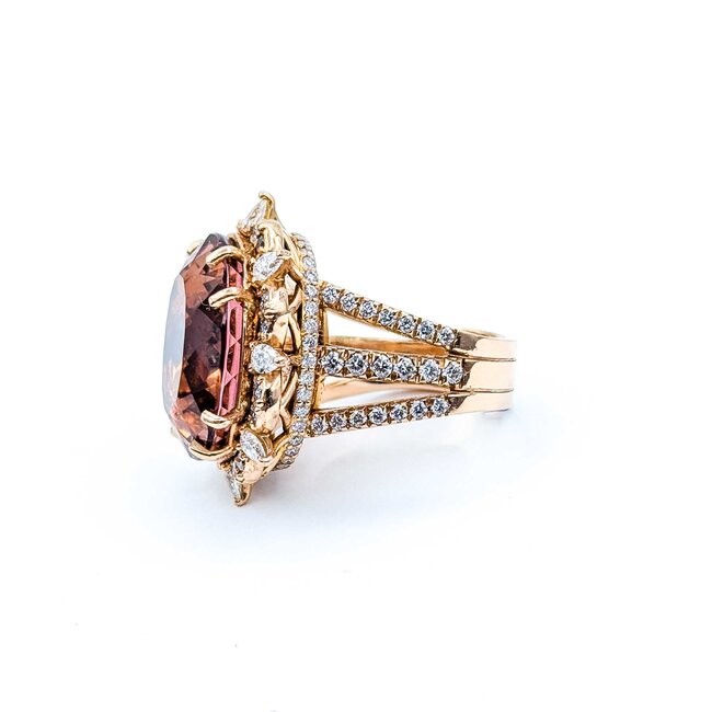 Ring Cocktail 2.00ctw Round & Marquise Diamonds 20ct Bi-Color (Yellow, Orange, Pink) Tourmaline 14kr 1.10x.95" Sz7.25 24.66g 225010053