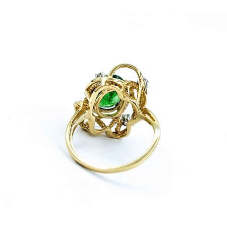 Ring Nest Knot .12ctw Round Diamonds 3.02ct Tsavorite Garnet 14ky Sz7 5.43g 225010107