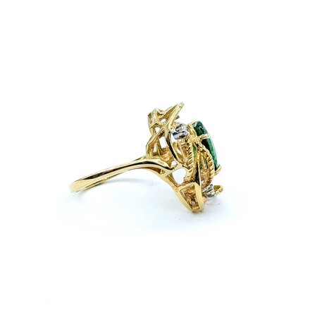 Ring Nest Knot .12ctw Round Diamonds 3.02ct Tsavorite Garnet 14ky Sz7 5.43g 225010107