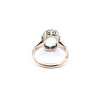 Ring Mid-Century Heart Filigree 12.2x10mm Aquamarine 9ky Sz6 3.92g 125020007