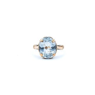 Ring Mid-Century Heart Filigree 12.2x10mm Aquamarine 9ky Sz6 3.92g 125020007