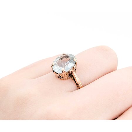 Ring Mid-Century Heart Filigree 12.2x10mm Aquamarine 9ky Sz6 3.92g 125020007