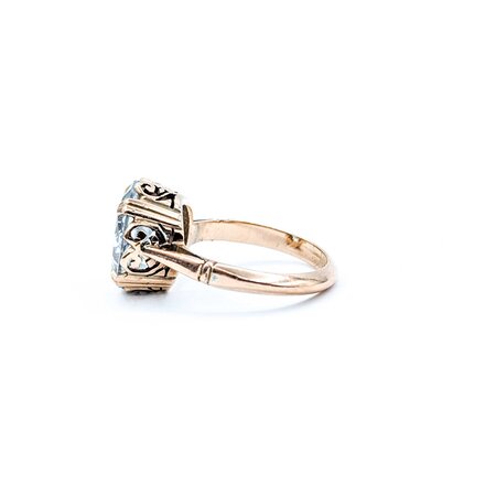 Ring Mid-Century Heart Filigree 12.2x10mm Aquamarine 9ky Sz6 3.92g 125020007