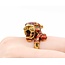 Ring Leopard Red Enamel & Emerald Eyes 18ky 15x18mm Sz8 19.1g 225010109