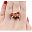 Ring Leopard Red Enamel & Emerald Eyes 18ky 15x18mm Sz8 19.1g 225010109