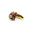 Ring Leopard Red Enamel & Emerald Eyes 18ky 15x18mm Sz8 19.1g 225010109