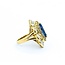 Ring Channel & Prong Set Double Halo 2.70ctw Round & Baguette Diamonds 2.16ct Blue GIA Sapphire 14ky Sz7 13.8g 225010105