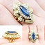 Ring Channel & Prong Set Double Halo 2.70ctw Round & Baguette Diamonds 2.16ct Blue GIA Sapphire 14ky Sz7 13.8g 225010105