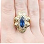 Ring Channel & Prong Set Double Halo 2.70ctw Round & Baguette Diamonds 2.16ct Blue GIA Sapphire 14ky Sz7 13.8g 225010105