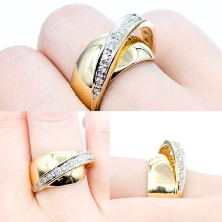 Ring Crossover 0.25ctw Round Diamonds 14ky 12mm Sz8 10.15g 225010127