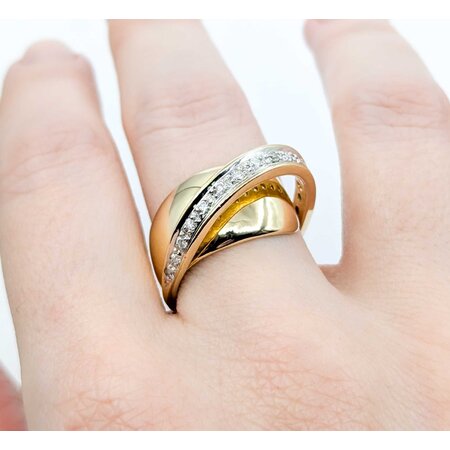Ring Crossover 0.25ctw Round Diamonds 14ky 12mm Sz8 10.15g 225010127