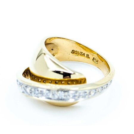 Ring Crossover 0.25ctw Round Diamonds 14ky 12mm Sz8 10.15g 225010127