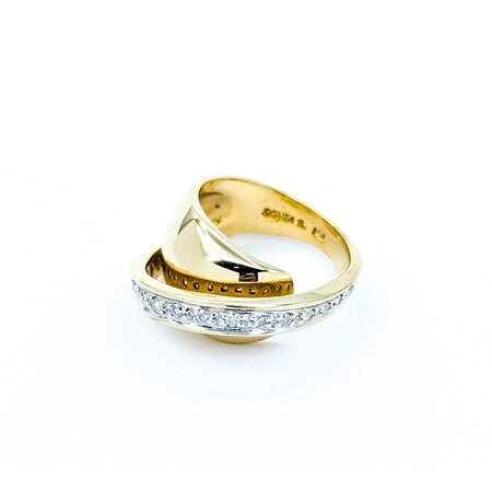 Ring Crossover 0.25ctw Round Diamonds 14ky 12mm Sz8 10.15g 225010127