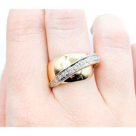 Ring Crossover 0.25ctw Round Diamonds 14ky 12mm Sz8 10.15g 225010127