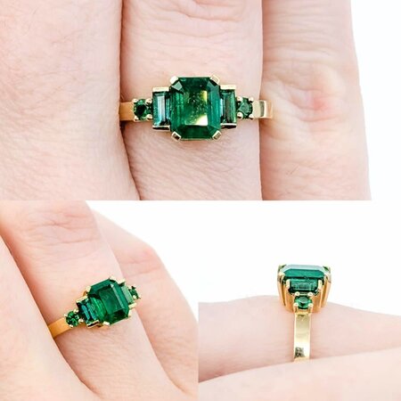 Ring Sky Dog Design 1.35ctw Emerald 14ky 7x9mm Sz5 3.6g 225010069