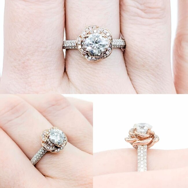 Ring Flower Motif .92ct Round (Center) Diamond .50ctw Diamonds 14ktt 11x11 sz7 5.3 225010047