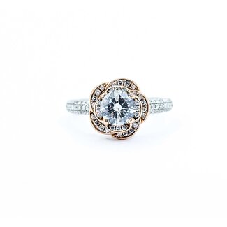 Ring Flower Motif .92ct Round (Center) Diamond .50ctw Diamonds 14ktt 11x11 sz7 5.3 225010047