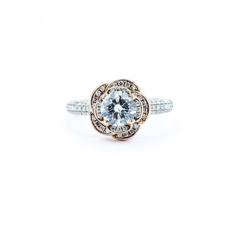 Ring Flower Motif .92ct Round (Center) Diamond .50ctw Diamonds 14ktt 11x11 sz7 5.3 225010047