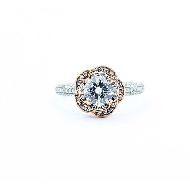 Ring Flower Motif .92ct Round (Center) Diamond .50ctw Diamonds 14ktt 11x11 sz7 5.3 225010047