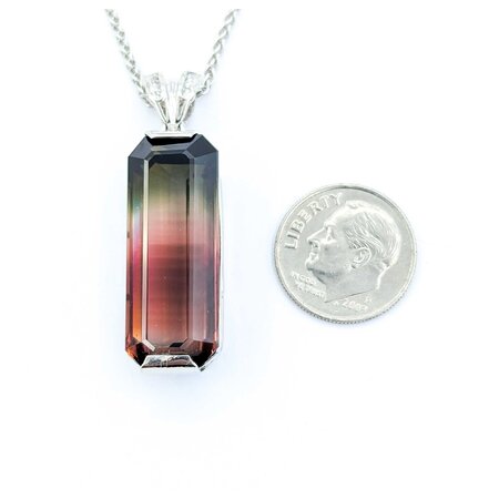 Pendant .05ctw Round Diamonds 34.54ct Bi-Color Green, Pink) Tourmaline 900pt 1.5x.4" 18" 17.62g 225010081