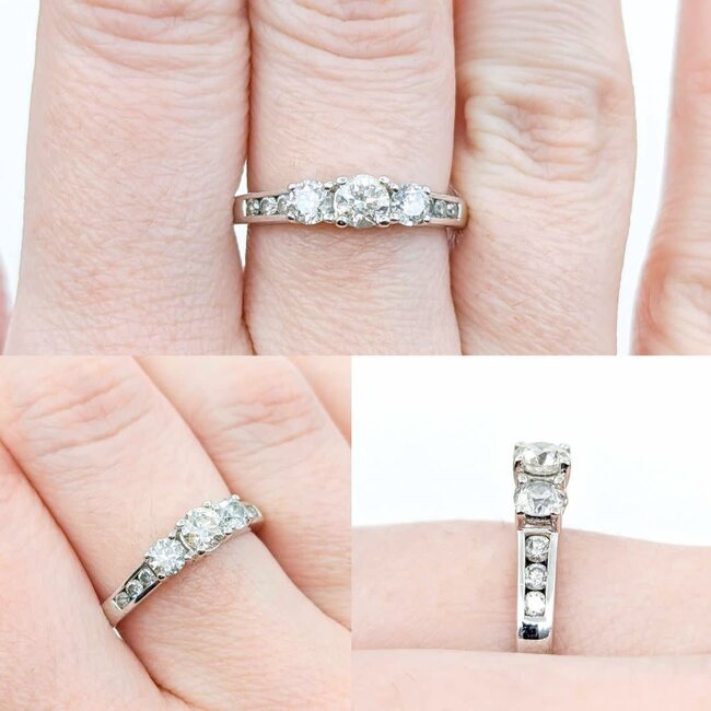 Ring 3-stone 1.0ctw Diamond Diamonds 14kw 4.3mm sz7 3.13g 225010049