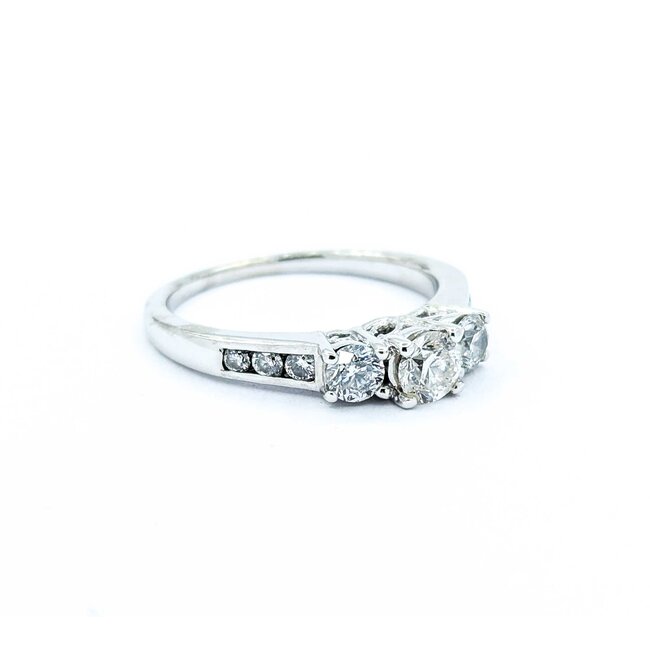 Ring 3-stone 1.0ctw Diamond Diamonds 14kw 4.3mm sz7 3.13g 225010049