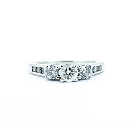 Ring 3-stone 1.0ctw Diamond Diamonds 14kw 4.3mm sz7 3.13g 225010049