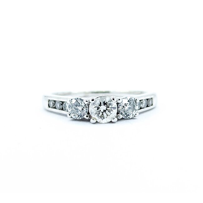 Ring 3-stone 1.0ctw Diamond Diamonds 14kw 4.3mm sz7 3.13g 225010049