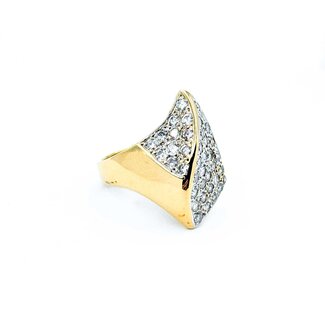 Ring Asymmetric Pave 1.30ctw Round Diamonds 14ky 22.5mm Sz6.5 8.8g 225010115