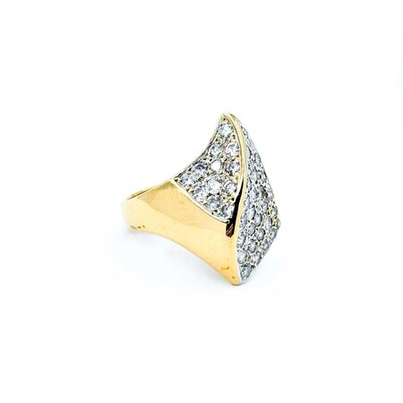 Ring Asymmetric Pave 1.30ctw Round Diamonds 14ky 22.5mm Sz6.5 8.8g 225010115