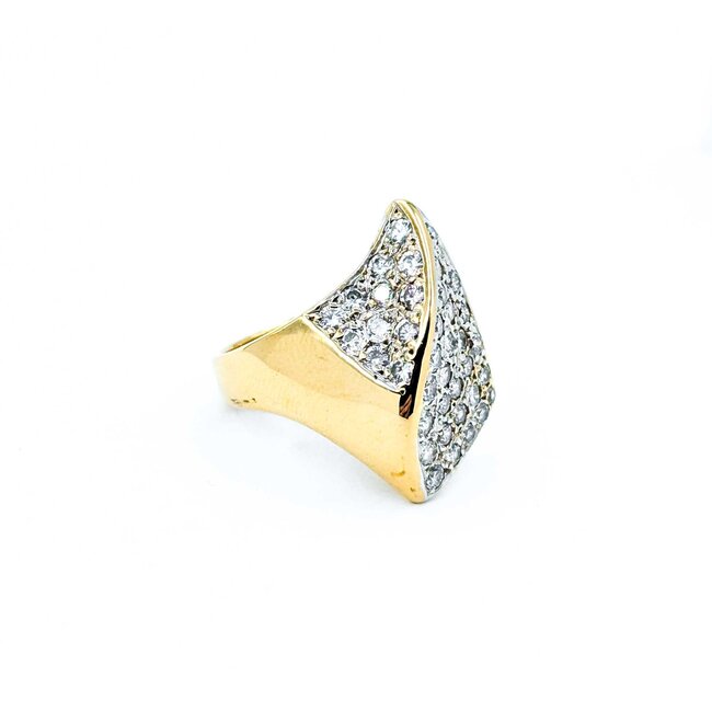 Ring Asymmetric Pave 1.30ctw Round Diamonds 14ky 22.5mm Sz6.5 8.8g 225010115