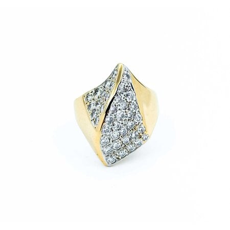 Ring Asymmetric Pave 1.30ctw Round Diamonds 14ky 22.5mm Sz6.5 8.8g 225010115