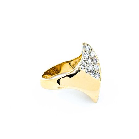 Ring Asymmetric Pave 1.30ctw Round Diamonds 14ky 22.5mm Sz6.5 8.8g 225010115