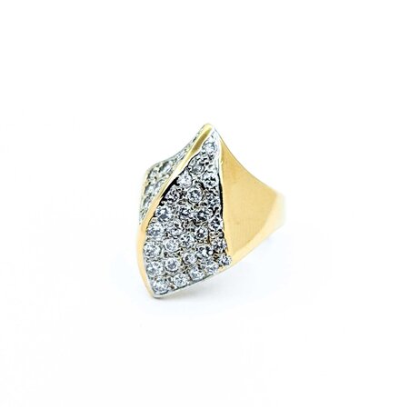 Ring Asymmetric Pave 1.30ctw Round Diamonds 14ky 22.5mm Sz6.5 8.8g 225010115