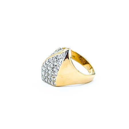 Ring Asymmetric Pave 1.30ctw Round Diamonds 14ky 22.5mm Sz6.5 8.8g 225010115