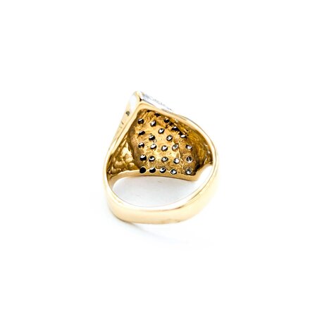 Ring Asymmetric Pave 1.30ctw Round Diamonds 14ky 22.5mm Sz6.5 8.8g 225010115