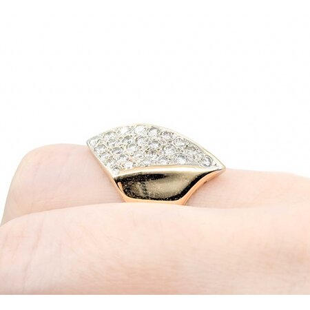Ring Asymmetric Pave 1.30ctw Round Diamonds 14ky 22.5mm Sz6.5 8.8g 225010115
