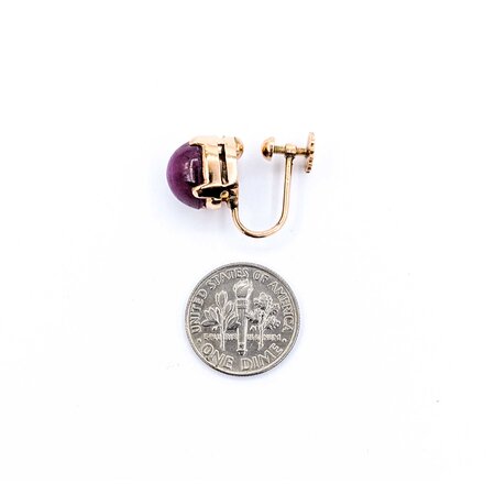 Earrings Mid-Century Screwback 10x8mm Star Rubies 14ky 16.5x9.5" 6.5g 225010096