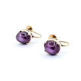  Earrings Mid-Century Screwback 10x8mm Star Rubies 14ky 16.5x9.5" 6.5g 225010096