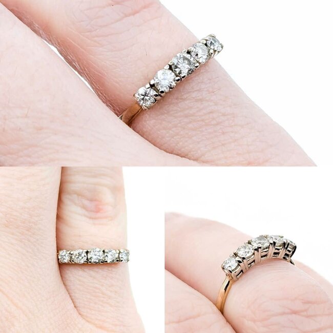 Ring 5 Stone .36ctw Round Diamonds 14ky Sz4.5 1.5g 225010113