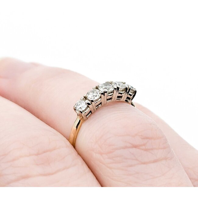 Ring 5 Stone .36ctw Round Diamonds 14ky Sz4.5 1.5g 225010113