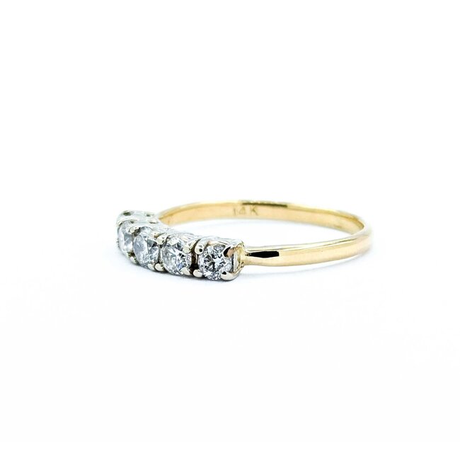 Ring 5 Stone .36ctw Round Diamonds 14ky Sz4.5 1.5g 225010113