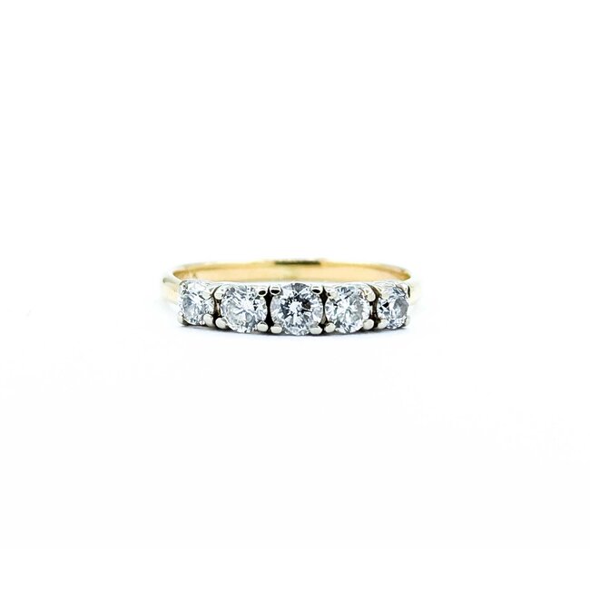 Ring 5 Stone .36ctw Round Diamonds 14ky Sz4.5 1.5g 225010113