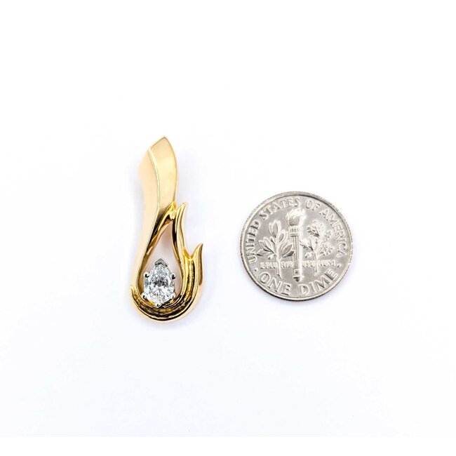 Pendant Freeform .52ct Pear Diamond 14ky 30x11mm 4.2g 225010129