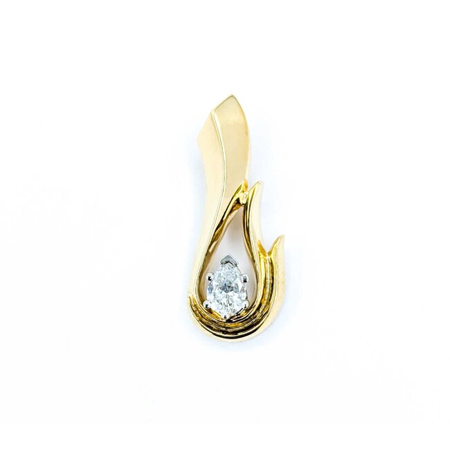 Pendant Freeform .52ct Pear Diamond 14ky 30x11mm 4.2g 225010129
