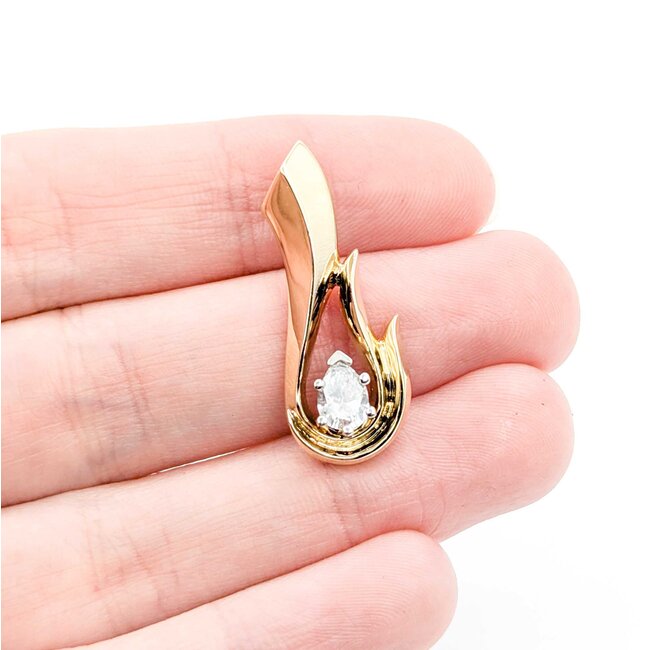 Pendant Freeform .52ct Pear Diamond 14ky 30x11mm 4.2g 225010129