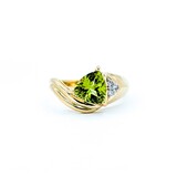  Ring Ribbed Twist .03ctw Round Diamonds 1.40ct Peridot 14ky 11mm Sz5.5 4.1g 225010116