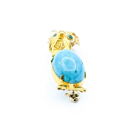 Brooch Intellectual Dog 18x13mm Turquoise 18ky 1.9x.6" 11.92g 225010088
