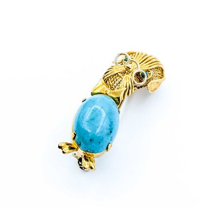 Brooch Intellectual Dog 18x13mm Turquoise 18ky 1.9x.6" 11.92g 225010088