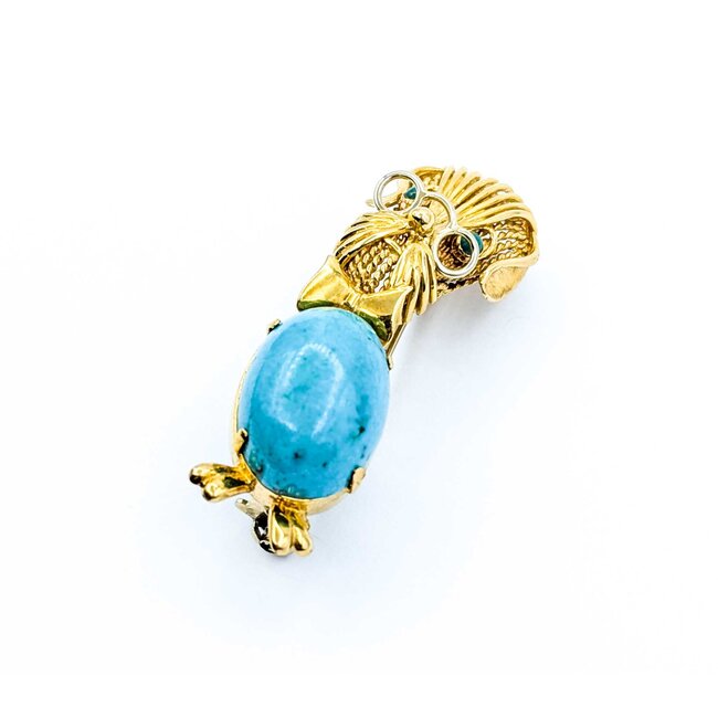 Brooch Intellectual Dog 18x13mm Turquoise 18ky 1.9x.6" 11.92g 225010088